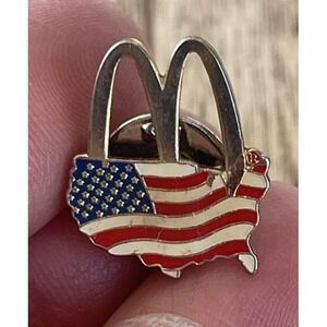 SALE Gold Tone McDonalds Arches over American Flag Collectible Souvenir Pin